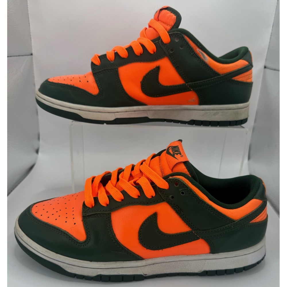 Nike Dunk Low Retro Miami Hurricanes Gorge Green/White/Orange Sz 8 DD1391-300 - Picture 6 of 10